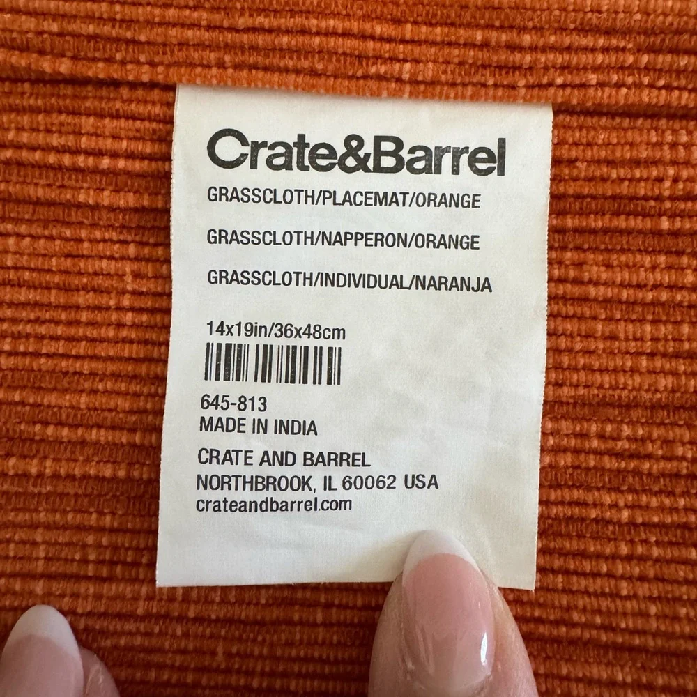 Crate&Barrel Orange Grasscloth Placemat